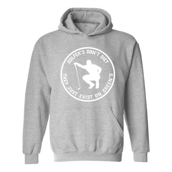 Golf Hoodie Golfers Don't Diet On Greens Funny Man Golfer Kneeling Sweatshirt - Picture 5 of 15